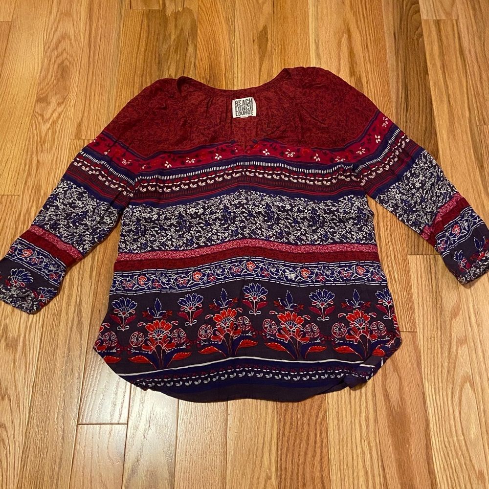 Multicolored oversized boho print top